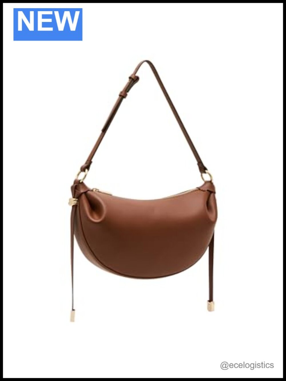 Crescent Shoulder Bag Hobo Purse with Zipper Closure Gold-Tone Strap